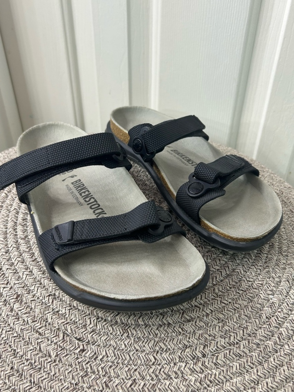 Birkenstock Sahara Futura Double Strap Black Sandals Women’s 9 Men’s 7 - Picture 2 of 10